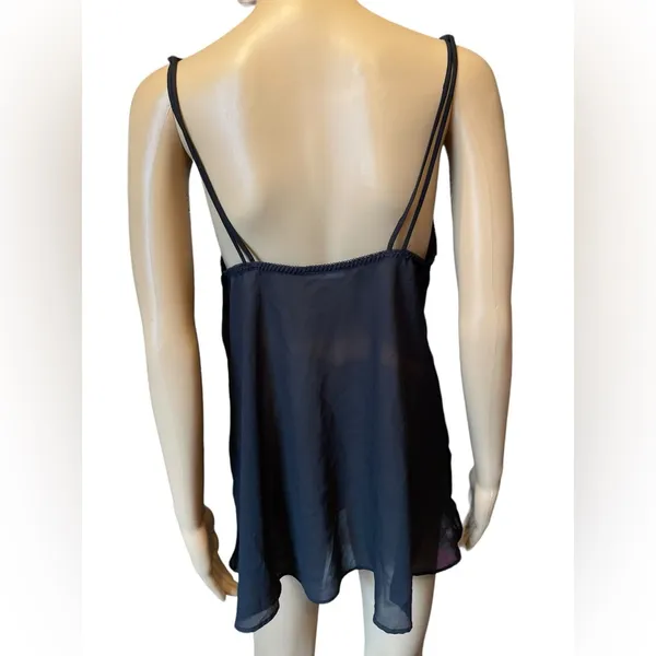 Je T’adore Vintage 90s Black Beaded Sequin Velvet Glam Sheer Lingerie Slip Top - Image 6