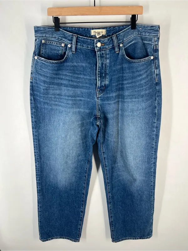 Madewell Low-Slung Curvy Straight Jeans 100% Cotton Denim Size 31‎ - Image 2