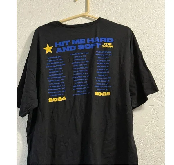 Women's Billie Eilish Tour Oversized Short Sleeve Graphic T-Shirt Black L - Image 5