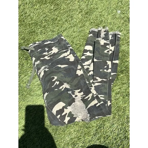 YMI Womens‎ Camo Distressed Skinny Jeans Green Camouflage Frayed Hem XS? - Image 2