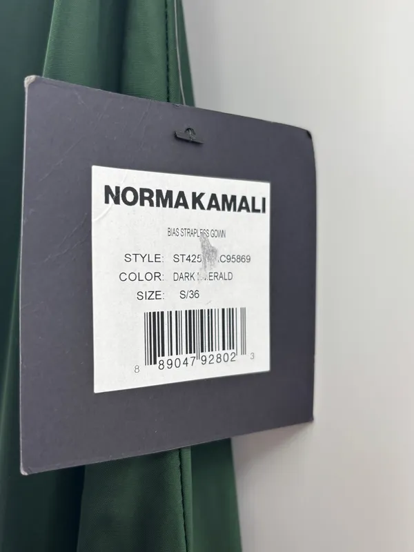 Norma Kamali Bias Strapless Gown in Dark Emerald - Image 3