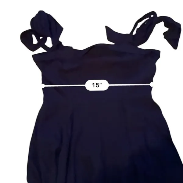 Lulus Navy Blue‎ Linen Blend Tie Shoulder Fit Flare Mini Dress Large NWT New - Image 8
