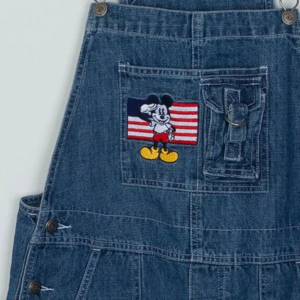 Vintage Disney Womens‎ Overalls Denim Shortalls Shorts Size L Blue Mickey Mouse - Image 3
