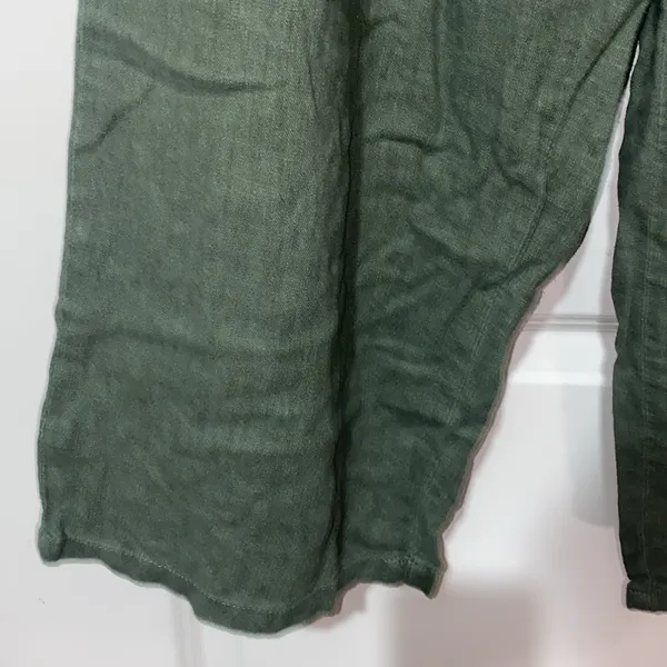 Jacqueline‎ de Yong Olive Linen Pants 42 coastal breathable pull on lagenlook - Image 4