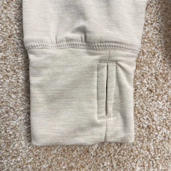 Reebok tan white marbled long sleeve tshirt hooded drawstring thumb holes‎ comfy - Image 4