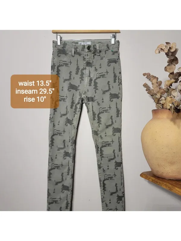 Free People High Rise Skinny Jeans Grunge Cotton Y2K Sz 27 - Image 3