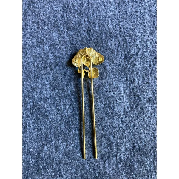 Hanfu Hair Accessories Vintage style Classical Rhinestone‎ lotus leaf Hair stick - Image 3