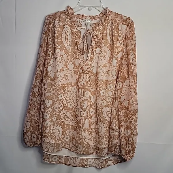 NWT Limited Edition Joie brushed clay print peasant top blouse sz Large - Image 4