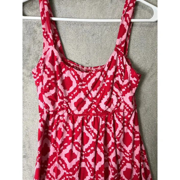 Fresh Produce‎ Pink Red Geometric Print Sundress Flowy Empire Waist Summer XS - Image 2