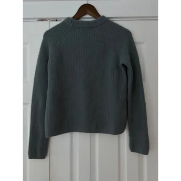 Quince Mongolian Cashmere Ribbed Crewneck Sweater Blue Gray XS SHWDC01 - Image 2