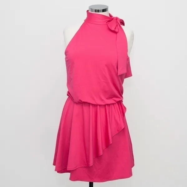 Black Halo. Pike High Neck Drape Front‎ Mini Dress. - Image 2