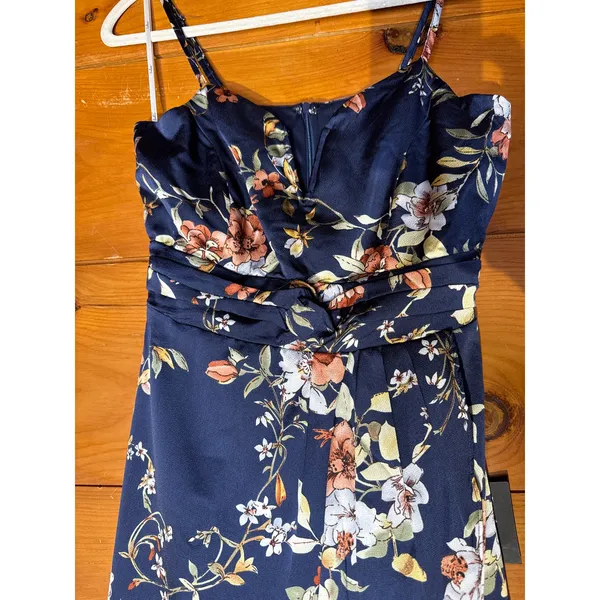 NWT Lulus My Favorite Day Navy Blue Floral Print Tulip Skirt Midi Dress Cruise S - Image 5