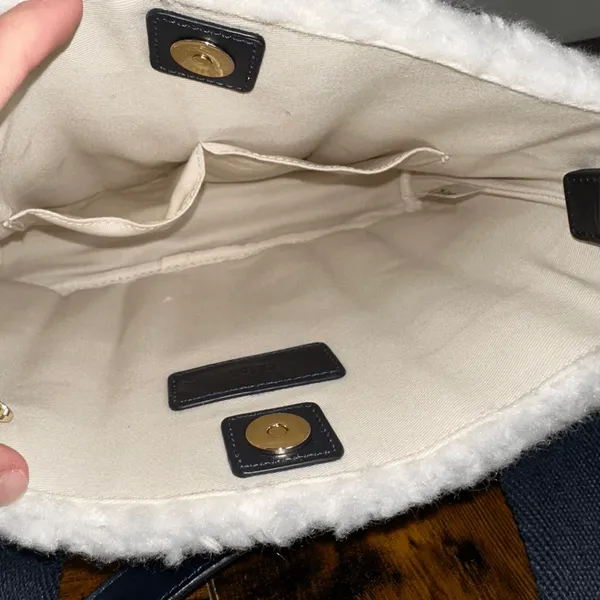 Chloe Woody Faux Shearling Fur Tote Bag 2-Way Small Size - Image 4