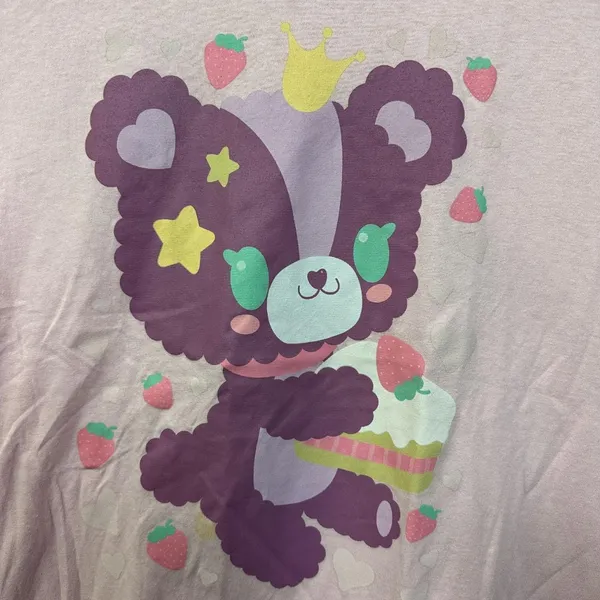 Urban Outfitters Kawaii Queen Teddy Strawberry Shortcake Black Matter Tee L - Image 2