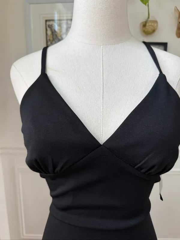 Vintage NWT NOS 90s City Triangles Black Slip Dress Gown M - Image 3