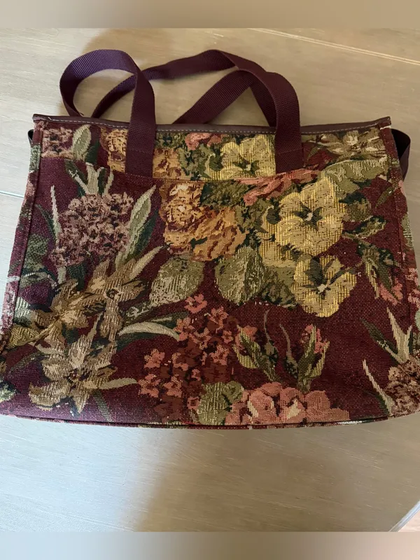 Vintage Ricardo Beverly Hills Floral Tapestry Travel Tote Weekender Carry On - Image 10