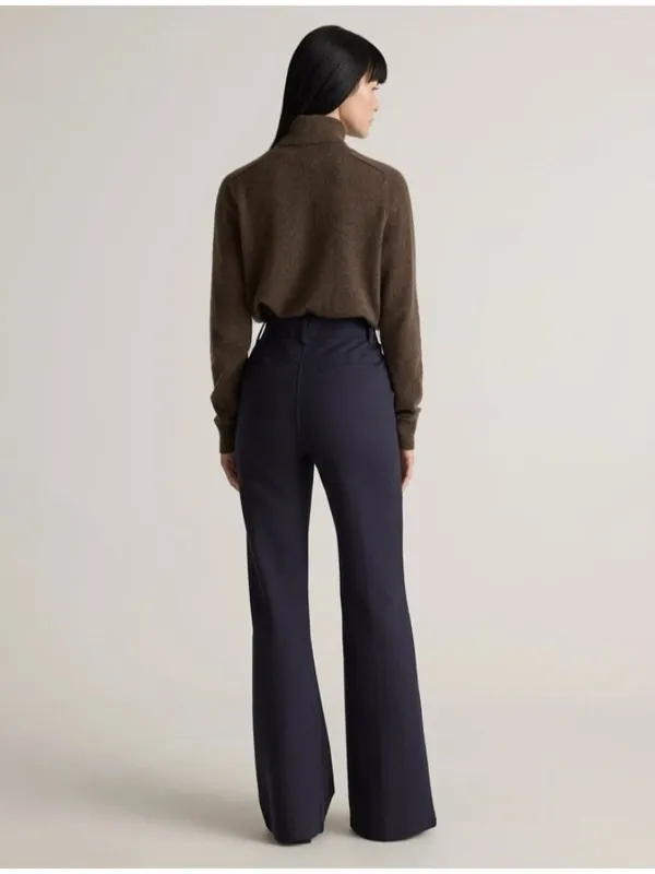 Quince Ultra Stretch Ponte Flare Leg Pants Pull On Navy Blue Womens Size M - Image 6