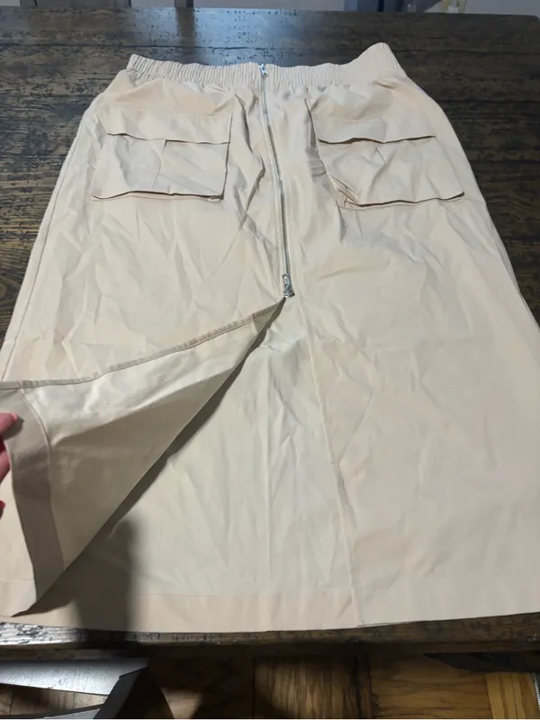 NWOT Abercrombie &‎ Fitch Cargo Utility Midi Skirt L Tall Tan Zip Front - Image 2