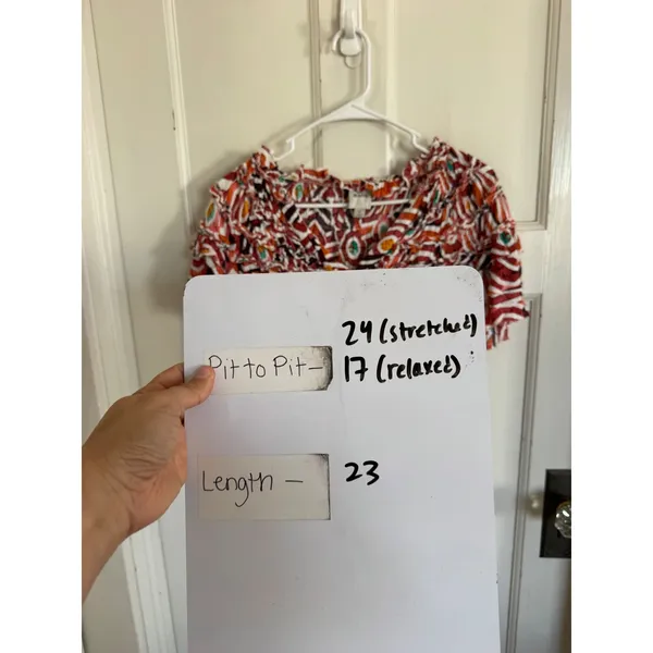 Anthropologie Maeve Short-Sleeve‎ Ruffle Yoke Colorful Blouse size xs - Image 11