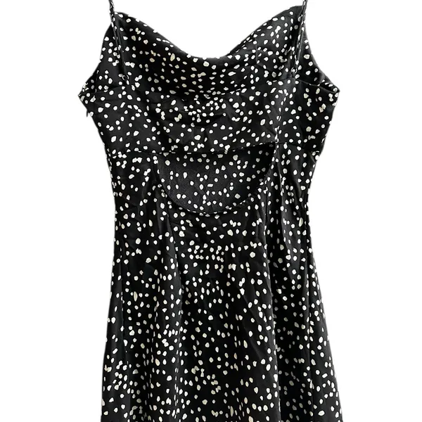 Womens Mini Slip Dress Open Back Black Polka Dot Coquette Size Small - Image 5
