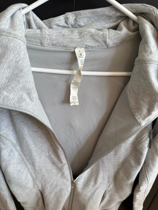lululemon athletica Heather Light Gray Full-Zip Hooded Scuba Jacket - Image 7