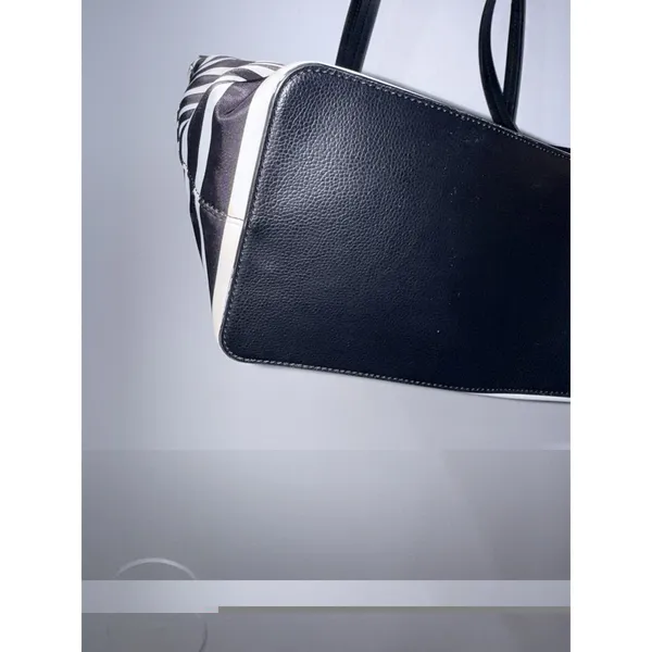 Kate Spade Hayden Sailing Stripe Tote Shoulder Bag Black and White Gold Zipper S - Image 4