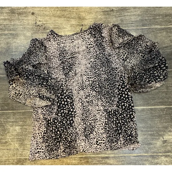 Anthropologie Maeve Womens Animal Print Jacquin Blouse Size Large Stretch - Image 3