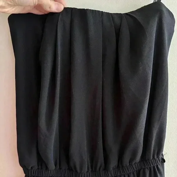 Iris Los Angeles Black Strapless Jumpsuit, Flowy Chiffon Jumpsuit, Size Small - Image 10