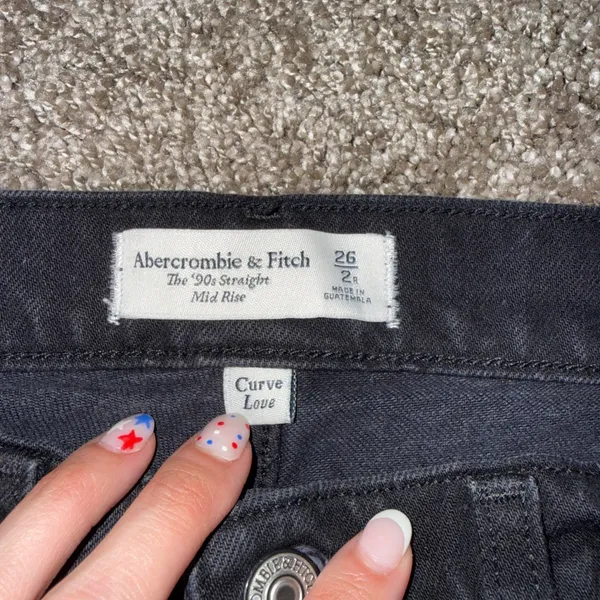 Abercrombie & Fitch 90s Straight Jeans‎ Womens 26 Black NEW Curve Love Mid Rise - Image 2