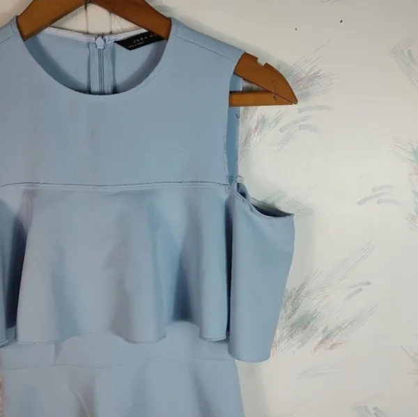 Zara Woman Blue Short Sleeve mini Dress - Image 4