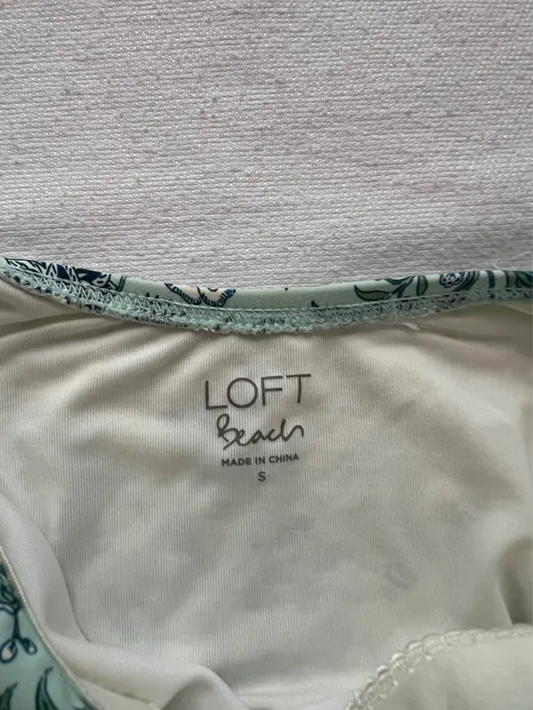 Women’s Loft Blue/Green Floral One Piece Swim Suit - Size S - Image 3