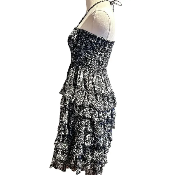 CZ Cover Up Smocked Layered Ruffle Dress Med Boho Chic Fairy Cottage Whimsey - Image 5
