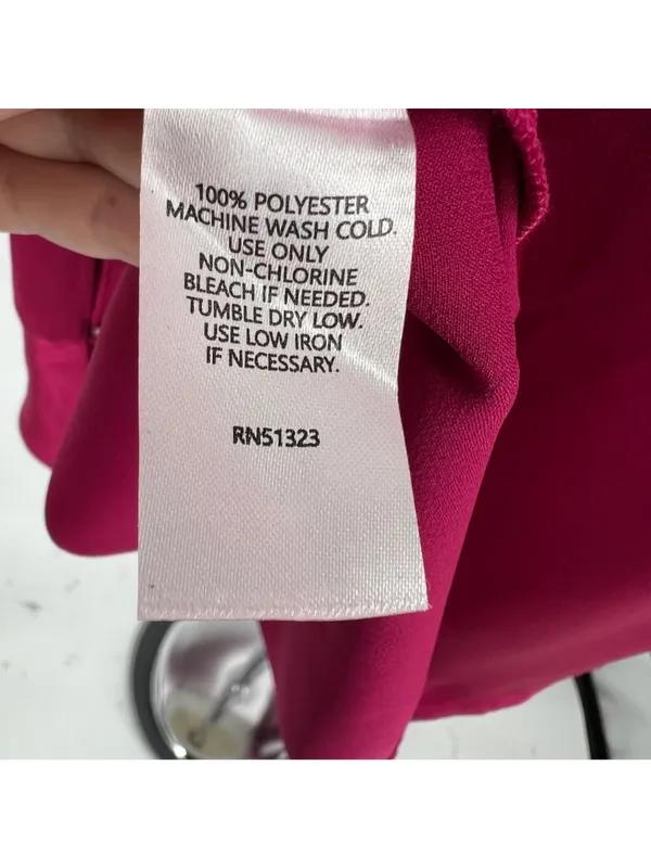 Halogen High Neck Flared Cuff Satin Blouse Fuschia Pink Size Large NWOT - Image 9