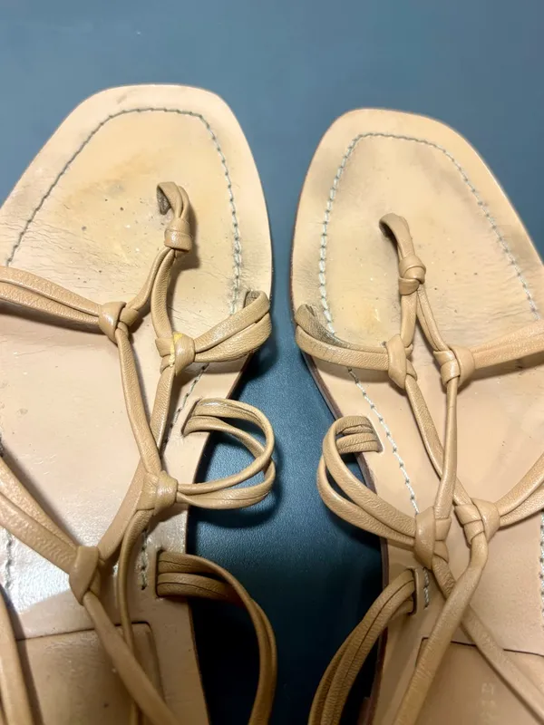 ANTHROPOLOGIE Neutral Tan Lace-Up Gladiator Sandals - Image 4