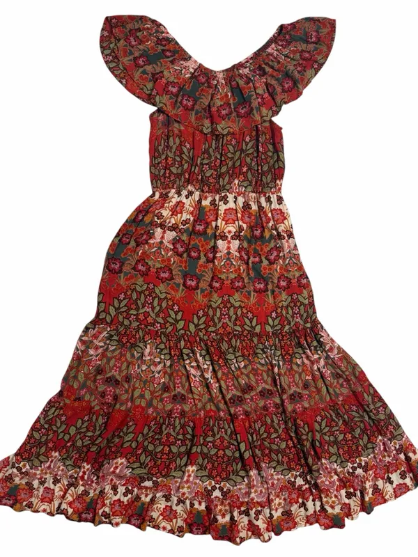 Light & Sound Boho Floral Off Shoulder Maxi Dress Cottagecore Prairie S Western - Image 5