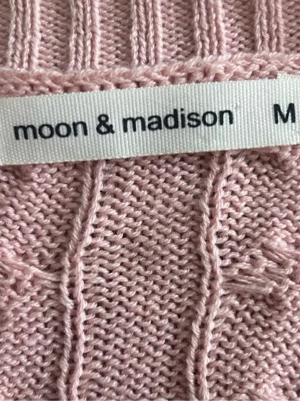 Women's Cable Knit Button-Up Cardigan Sweater - Pink - Image 2