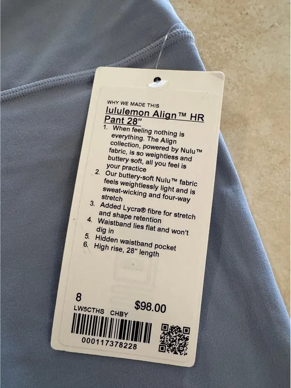Lululemon Align High Rise 28” Chambray Size 8 NWT - Image 5