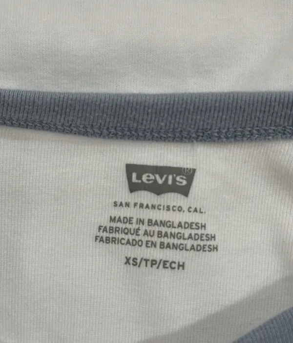 Levi’s White T-Shirt with Blue Trim - Image 4
