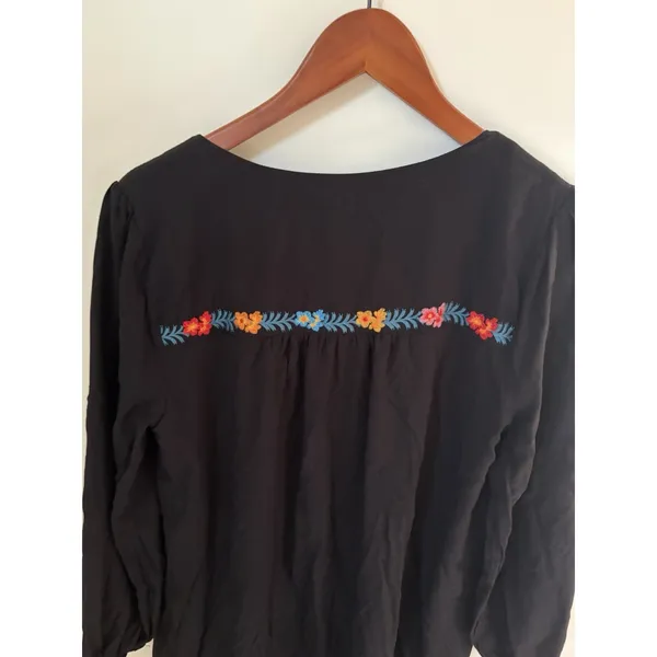 Savanna Jane Dress Womens Size M Black Embroidered Flowy Lined Boho Festival - Image 6
