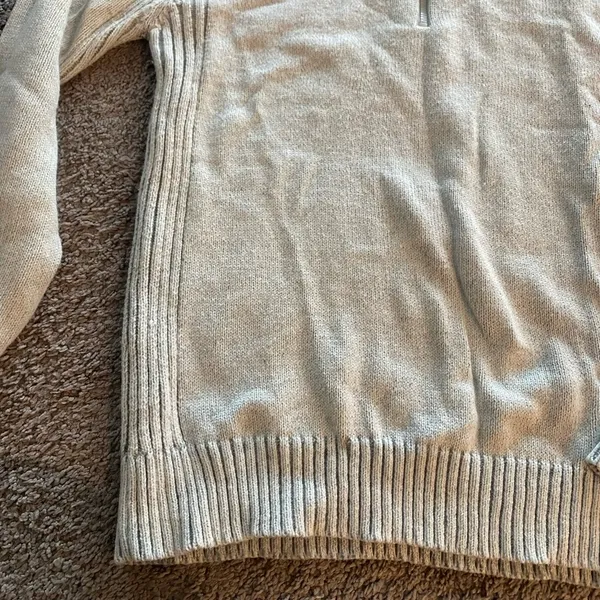 Rue21 MENS Cream and Brown Cowl Neck Sweater with Ribbed Details - Image 4