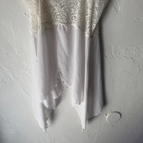 White Lace‎ Trimmed Fairycore Camisole Top Fairy Cottagecore Sheer Coquette Vtg - Image 5