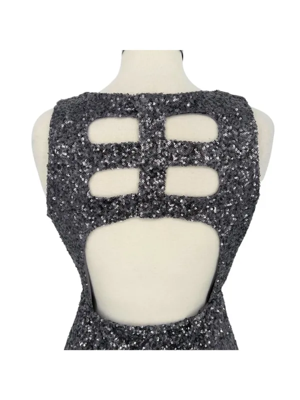 The Vintage Shop Cutout Silver Sequin Sleeveless Party Mini Dress Size Large - Image 9