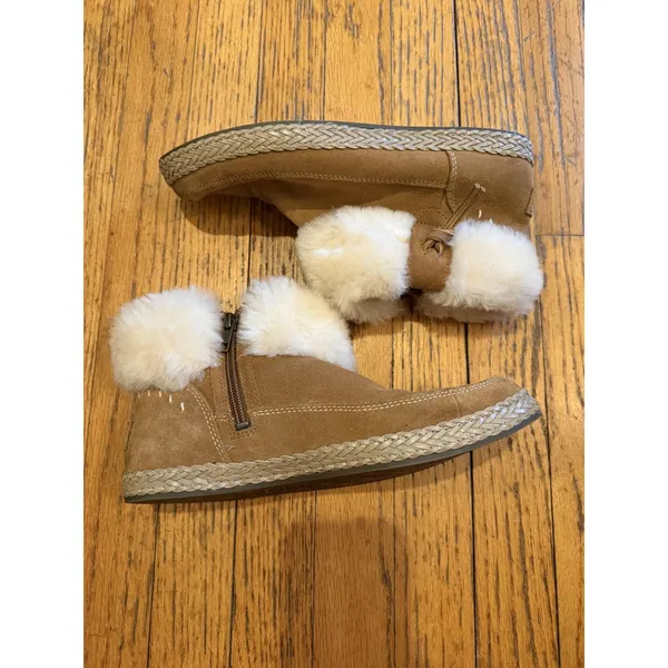 UGG Elowen Boots Womens Size 9 Brown Suede Shearling Fur Cuff Zip Ankle - Image 6