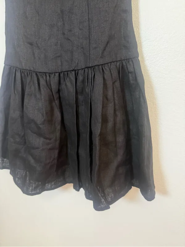 Sofie The Label Madelyn Drop Waist Linen Mini Dress Black - Image 3