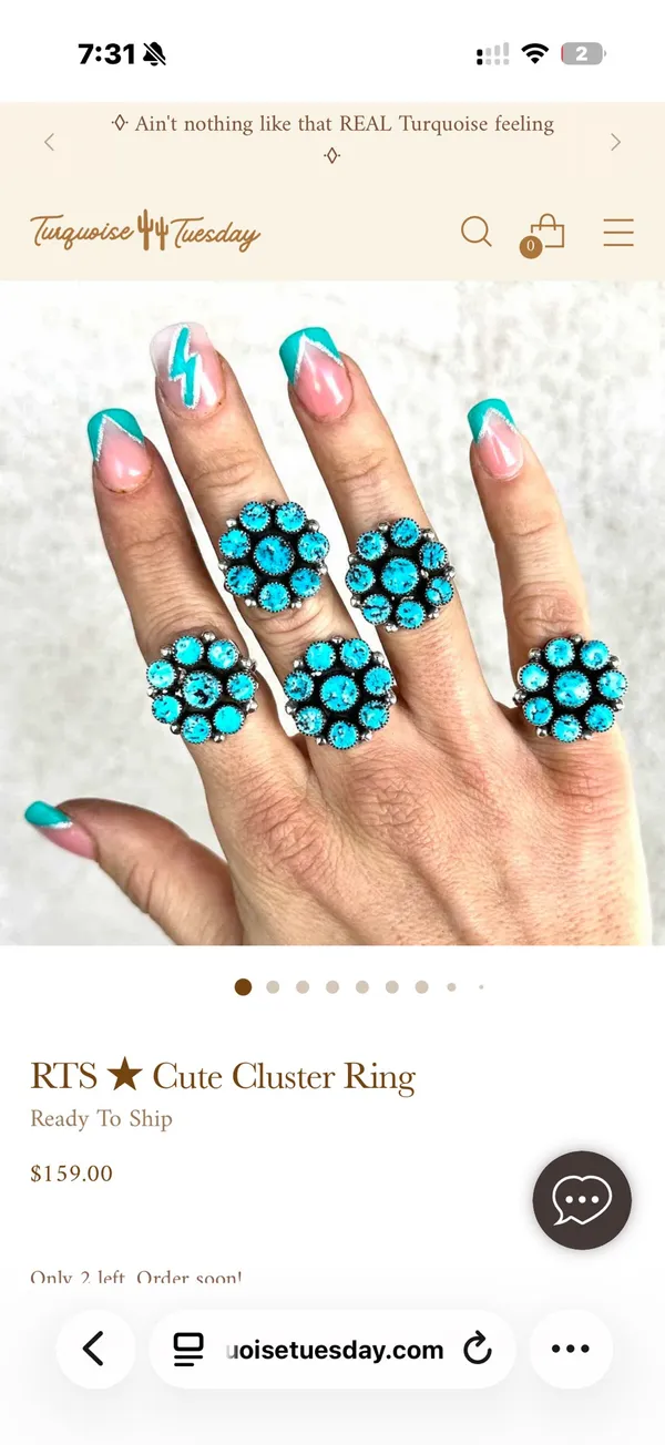 Authentic turquoise ring Blue Size 6 - Image 3