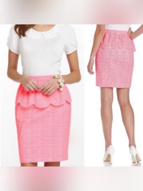 Lilly Pulitzer thyme skirt fiesta pink gingham style 48545 size 6 preppy no flaw - Image 2