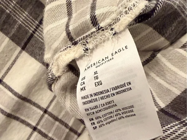 American Eagle Size XL Seriously Lived-In Gray Plaid Flannel Shirt Pearl Snap - Image 9