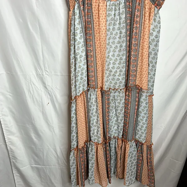 Molly Bracken Patchwork Maxi Dress Size L maxi multicolor sleeveless - Image 3