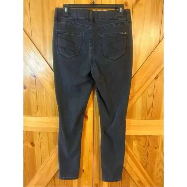 Seven7 Jeans Womens 8 Black Distressed Tummyless High Rise Skinny Stretch (5849) - Image 4