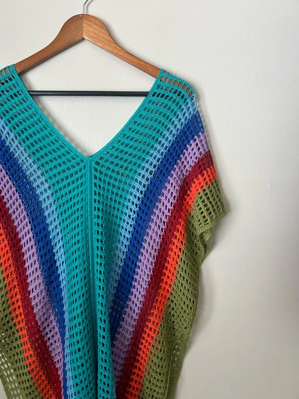 Rainbow crochet poncho shirt Multiple - Image 2